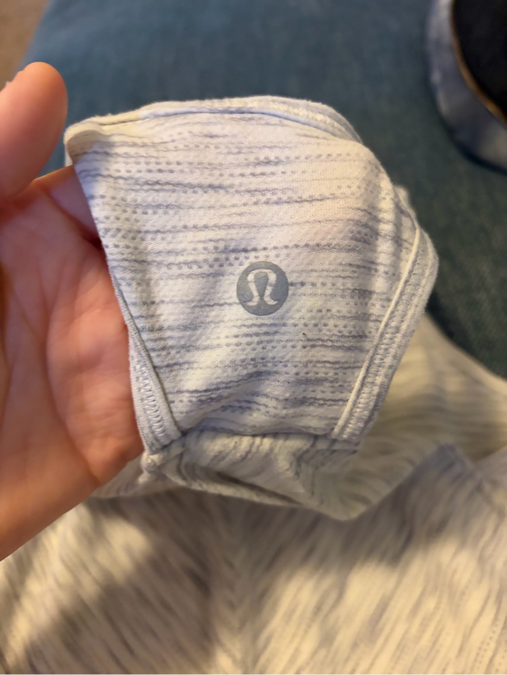 Lululemon Light Gray Striped Athletic Top